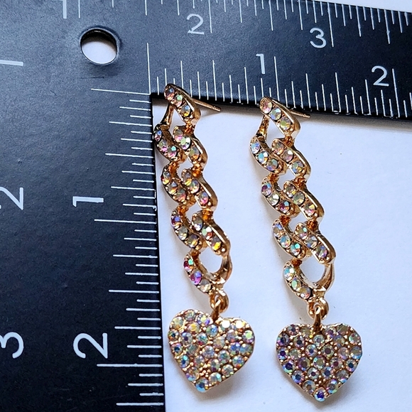 Gold Chain Drop Earrings with Iridescent Crystals - Picture 5 of 5